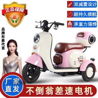 Electric tricycle for the elderly, household small battery car for women to pick up and drop off children, new type of grocery shopping cart for the elderly, princess pink tumbler, differential motor with 60v20a chaowei. tianneng lead 100 miles