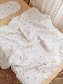 Wen yijia baby blanket baby summer quilt cotton gauze blanket children's small blanket cover summer cool quilt bear 3 layers recommended 24 -140*110cm