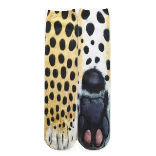 Minghuitong funny socks 3d animal foot print socks animal print creative funny adults and children personalized cat and dog chicken paw socks leopard print one size adult 40cm individually packaged