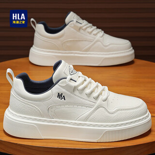 Heilan house (hla) sneakers men's shoes 2025 autumn and winter new style plus velvet thick sole heightening casual white shoes classic casual shoes for men white blue 41