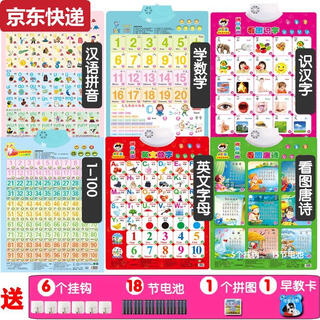 两雪有声挂图拼音儿童启蒙早教认知发声墙贴宝宝语音识字卡0-6岁玩具 6张套餐1