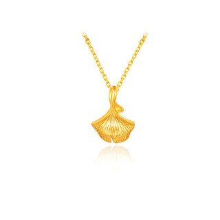 Taijufu pure gold 3d hard gold pendant and necklace 999 pure gold jewelry gold gift for girlfriend gold ginkgo pendant single pendant