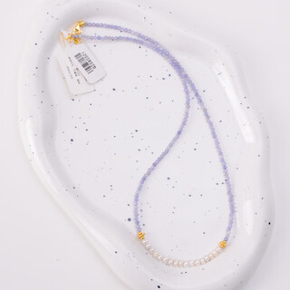 Shengbei natural tanzanite necklace ins style simple tanzanite pearl necklace for women 2025 new women's necklace tanzanite with pearls 40cm+5cm