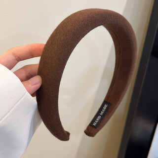 Sponge high skull headband women's face wash autumn headband internet celebrity retro french wide-brimmed internet celebrity hairband hairpin headwear dark coffee