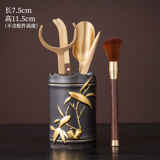 Rentang bamboo bao ping an copper high-end creative tea set accessories six gentlemen set household kung fu tea ceremony tea clips spoon raising pot bamboo bao ping an copper six gentlemen set