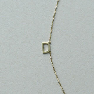 Huaiyin original 10k gold m letter pendant color gold necklace women's light luxury niche advanced clavicle chain necklace customized d letter ready stock