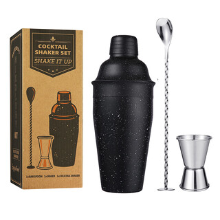 Jingchen american 304 stainless steel shaker shaker shaker hand shaker cocktail home bar shaker 500ml tool set mixer black 500ml black 3-piece set