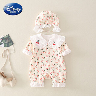 Disney newborn baby clothes spring and autumn clothes for 3 months and 6 girls baby outing romper full moon cute princess jumpsuit spring sdb beige cherry harness + hat 90cm