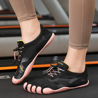 Lutuobei five-finger shoes for women and men indoor soft-soled yoga pilates comprehensive training barefoot non-slip fitness sports shoes split-toe shoes 888 rose red, too small, need to increase one size 39