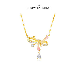 Chow dasheng bow necklace s925 sterling silver girls clavicle chain light luxury niche high-end birthday gift for girlfriend