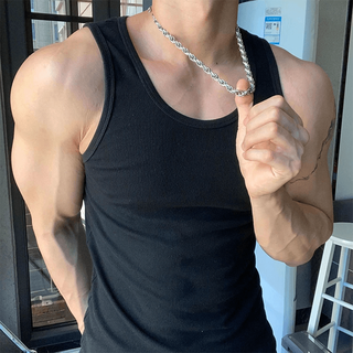 Miao yijia sleeveless t-shirt men's vest summer thin sports marathon running fitness basketball waistcoat outer top solid color i-shaped vest black xl