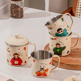 Treejack 316l stainless steel children's cartoon mark water cup baby's special mouthwash drinking cup milk juice drink cup