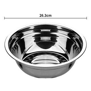 茶花不锈钢大号汤盆菜盆面盆结实耐用盆底加深不锈钢泡面盆 26.3cm不锈钢盆1个
