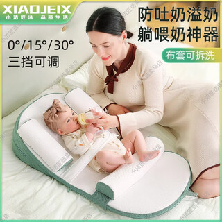 The little cleaner chooses the crib mid-bed, anti-vomiting slope mattress, newborn anti-choking milk slope pillow, baby's anti-flatulence sleeping artifact, lake blue