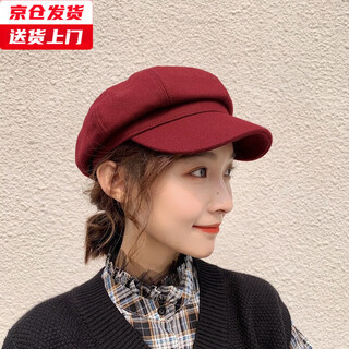 Jincheng retro beret women's summer breathable thin octagonal hat japanese painter's hat sun protection face small newsboy hat bl0121 wine red one size