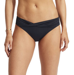 Seafolly women's bikini bottoms full coverage twist detail nylon stretch fabric eco collective true navy 14