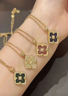 Puli 8k gold pendant clavicle chain white mother-of-pearl niche high-end light luxury black agate blue agate necklace white mother-of-pearl - large size with diamonds total weight 13.3g