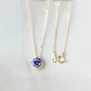 Pop japanese starjewelry natural tanzanite 18k gold necklace light luxury amethyst agete akado pendant natural tanzanite necklace