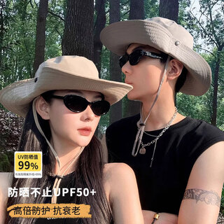 Memaru sun protection outdoor western denim hiking hat women's 2025 new summer big head circumference quick-drying fisherman hat khaki waterproof quick-drying