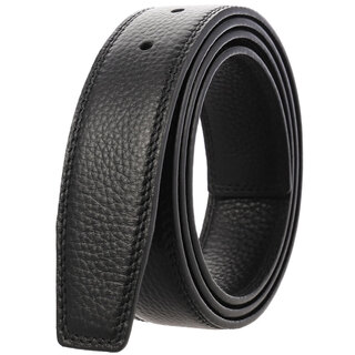 Goldlion headless belt pin buckle men's headless genuine leather perforated top layer cowhide belt with hole belt with 3.4cm double black line - 3.4cm top layer 110cm