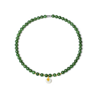 Oriental jadeite and hetian jasper peace buckle necklace new chinese classical accessories with peace buckle pendant slightly black dots