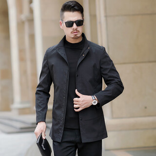 Lilang business men's jacket 2025 spring new high-end men's stand collar windbreaker casual brand jacket black free shipping insurance l 175 125-150jin jin is equal to 0.5 kg