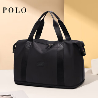 Polo travel bag women's expandable travel storage bag fitness bag short-distance lightweight handbag men's portable luggage bag black