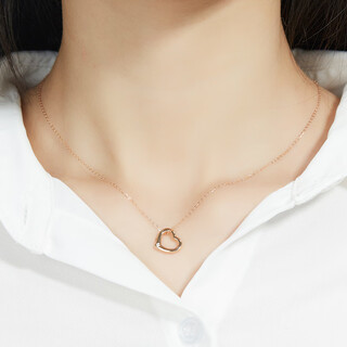 Kzd old phoenix quality 99918k gold necklace for women au750 heart-shaped color gold diamond pendant single pendant love rose gold 18k rose gold heart-shaped set of chain diamonds lao fengxiang quality