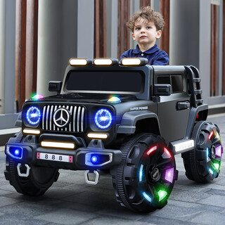 Beibele children's electric car toy car can sit in an adult-controlled four-wheel electric car and can be driven by a baby. high-end black dual-drive 12v bluetooth remote control swing.