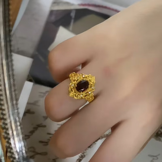 Van ocean annora old phoenix 999 gold pure gold gold-plated silver ring for women, fashionable zircon temperament, versatile live mouth finger ring-live mouth same style