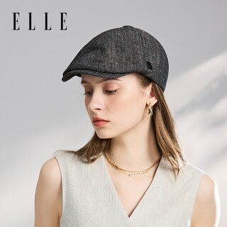 Elle hat women's summer new versatile peaked hat beret sun protection sun shade forward hat linen classic black one size