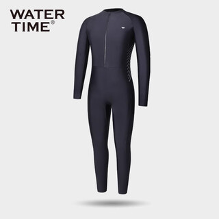 Watertime wetsuit men's swimsuit sun protection quick-drying surfing suit one-piece jellyfish suit snorkeling suit one-piece wetsuit - black silver m