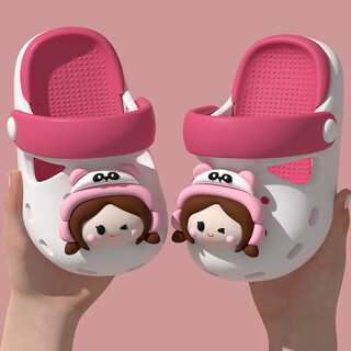 凉拖鞋儿童女童2025新款夏季防滑室内软底舒适可爱可外穿洞洞鞋 白玫红 26 -27内长16.5cm