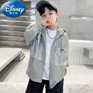 Disney (disney) children's clothing boys summer sun protection clothing jacket 2025 new medium and large children summer boys thin breathable sun protection clothing gray 130 cm