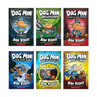 The adventures of detective dog man 1-6 volumes set paperback with free audio, original english version, humorous comic book, extracurricular reading story for primary school students, children's english enlightenment picture book interest cultivation, published by scholastic, 3-12 years old american scholastic press, primary school teaching assistant