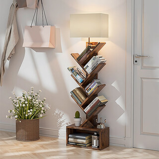 Muguang zhong ancient style bookshelf floor lamp living room wooden american retro simple modern study shelf integrated vertical lamp bookshelf floor lamp - monochrome warm light - 12w