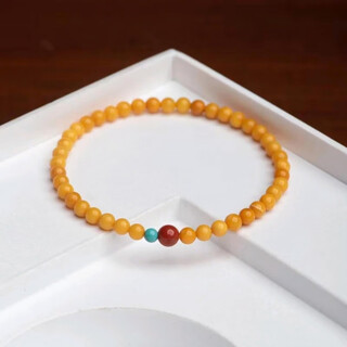 Fat donglai same style chicken fat yellow old beeswax amber bracelet millet pearl pine bracelet multi-turn retro old style inlaid simple 6mm single circle 160mm