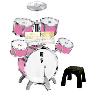 俏娃宝贝儿童架子鼓初学者3家用练习打击乐器2男孩敲打鼓56小孩生日礼物8 2-8岁入门培养粉：大号5鼓架子鼓