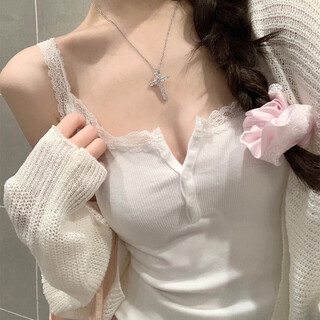 Nanmuxiong camisole women's camisole with breast pads can be worn outside, design lace lace tight sleeveless top with pure lust inside, lace sling 80-110jin jin equals 0.5kg white