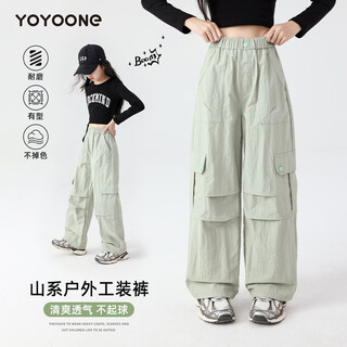 McTicco女童夏季套装2025年新款儿童短袖工装运动夏装又酷又飒的大童女装 15265绿色 150 150cm