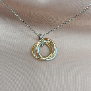 Chishe 18k gold natural diamond three-ring diamond pendant necklace real gold real diamond ins simple and versatile f-g/excellent white si/xiaoxia diamond 6 points pendant 6 points