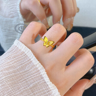 Ally gold butterfly ring women's new 999 pure gold mirror flower butterfly dream open ring as a gift for your girlfriend gold butterfly ring gold weight approximately 2.81g