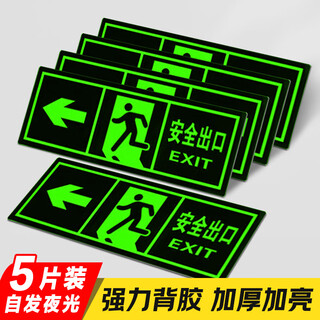 Aimo painted safety exit left sign safe passage warning sticker self-luminous luminous wall sticker 36*14cm 5 sheets