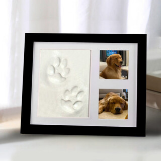 Pet paw print commemorative photo frame cat and dog ink pad colorful hand and foot print diy souvenir stamp pad seal photo hand and foot print photo frame (black) + ink pad gift box
