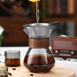 Jinpan coffee sharing pot household cold brew filter cup with scale high borosilicate heat-resistant glass hand-brewed coffee pot ear-hanging filter ash sharing pot + filter 300 mesh