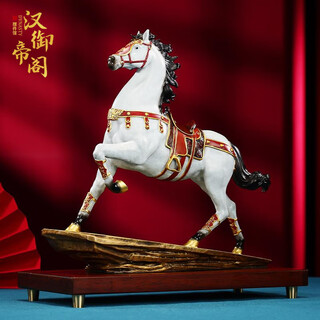 汉御帝阁铜白战马摆件高端电视柜老板办公桌面装饰品骏马奔腾公司开业礼品 马到成功（白）小号