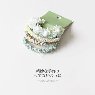 Jiuvia knitted hemp rope women's 2025 new high-end headband hair rubber band high elastic and durable hair tie jyfq185 green 4-piece set