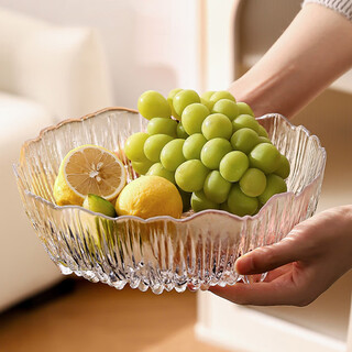 Dining general high-end glass fruit plate crystal glass salad bowl large living room fruit plate nut dried fruit plate storage plate glass fruit plate large