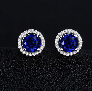 Pure sapphire earrings 925 sterling silver plated with 18k gold set with blue tourmaline round earrings tanzanite gemstone sweet new