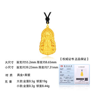 Qiwn gold necklace gold and silver gold-plated inner silver guanyin bodhisattva pendant for men and women braided rope solid pendant pendant gsp0067 large size about 15g